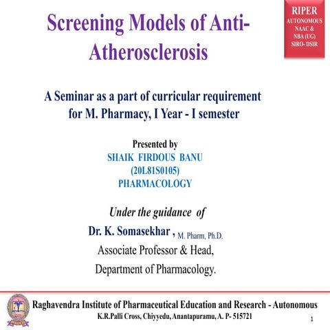 Screening Models of Anti-Atherosclerosis