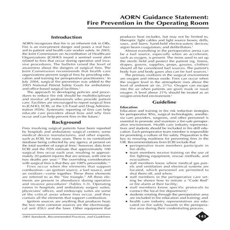 Fire prevnting in the operating room