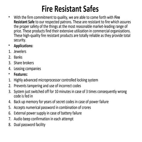 Fire resistant safes | PPT