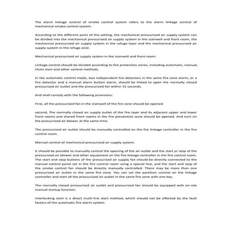 fire alarm linkage smoke exhaust