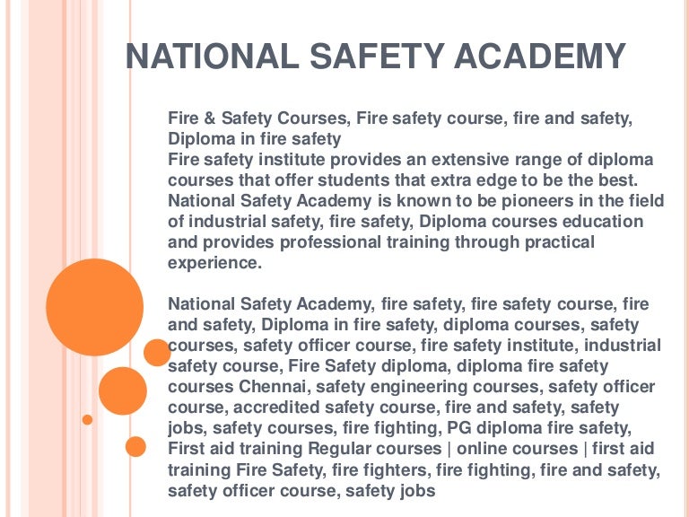 Fire and safety course