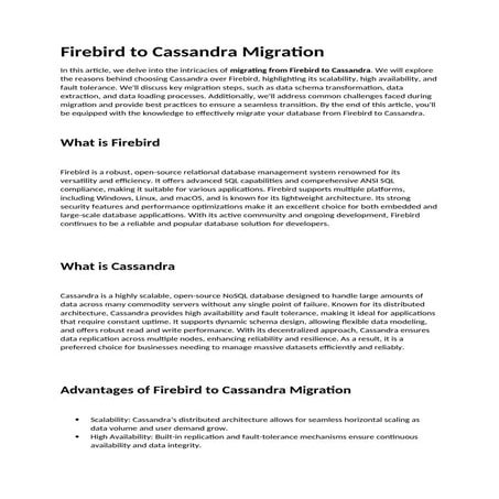 Firebird to Cassandra Migration - Ask On Data