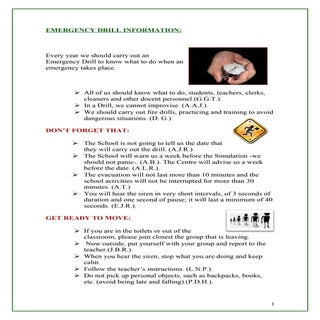 Fire drill information