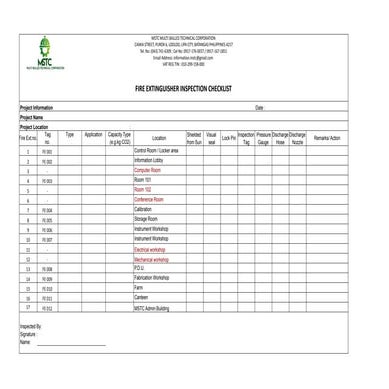 Comprehensive Fire Extinguisher Inspection Checklist for Safety ...