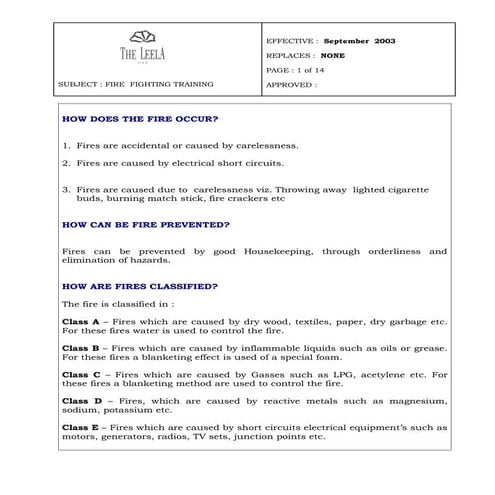 Fire Fighting Training Manual 2003 