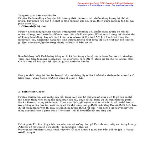 Tăng tốc toàn diện cho Firefox