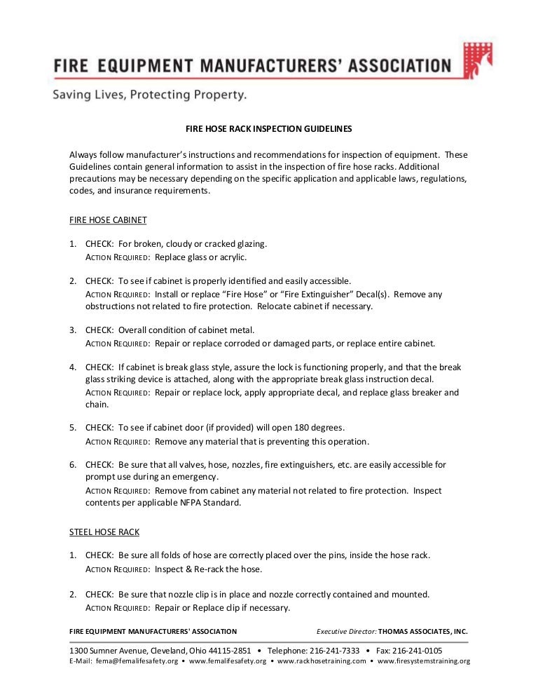 Fire Hose Rack Inspection Guidelines
