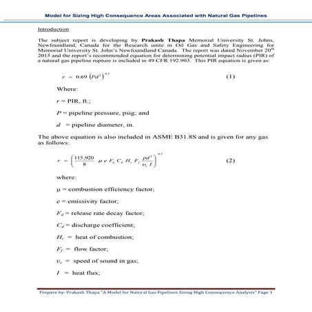 Fire model for sizing high consequence areas associated with natural gas pipe...