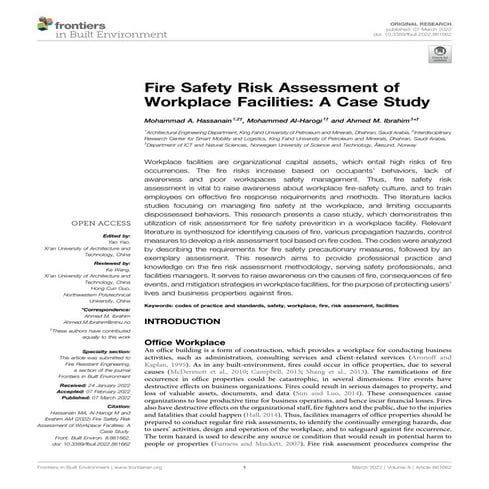 Fire Safety Risk Assessment of Workplace | PDF