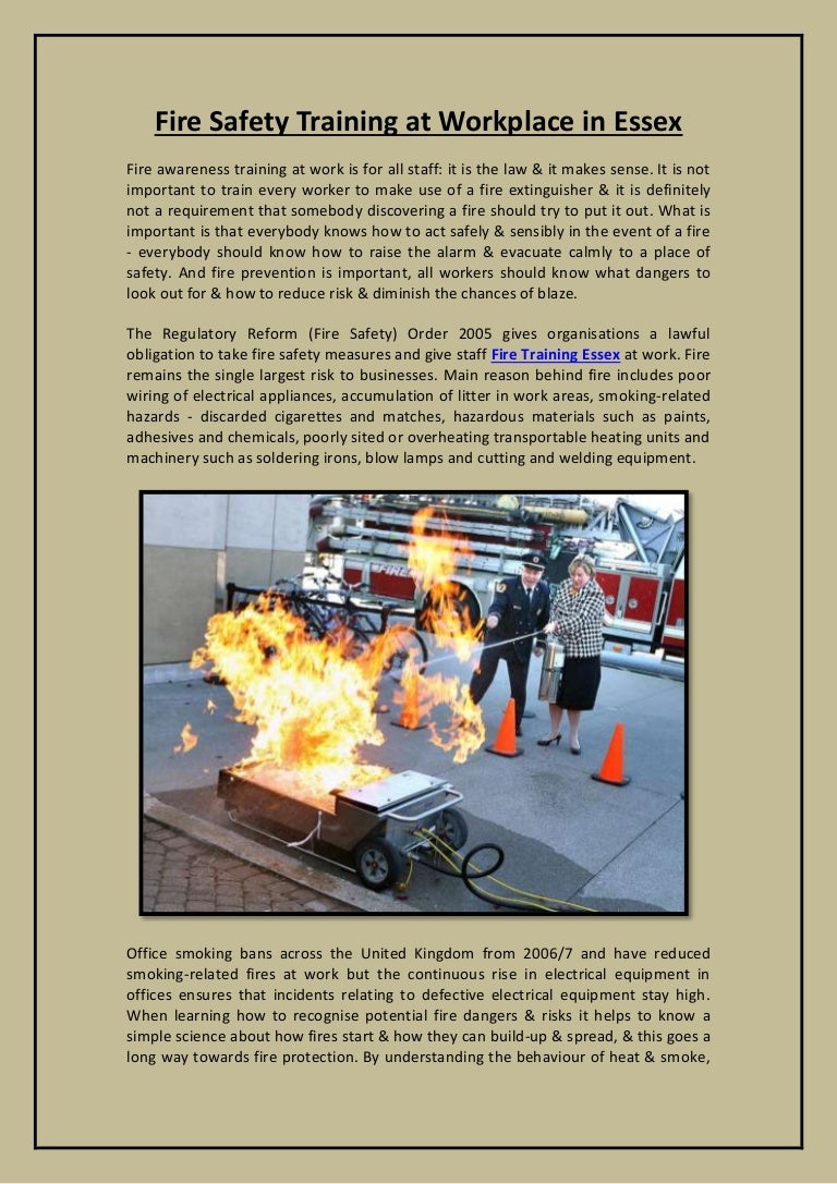 Fire Safety Training at Workplace in Essex