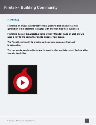 Firetalk Video Chat - Building Community - Show Hosts