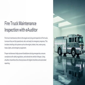 Fire Truck Maintenance Inspection with eAuditor Audits & Inspections | PDF