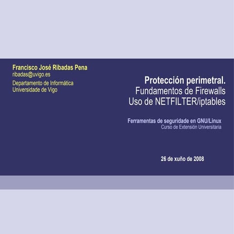 Fundamentos de firewalls. Netfilter/iptables