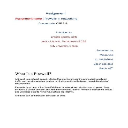 Firewalls in network