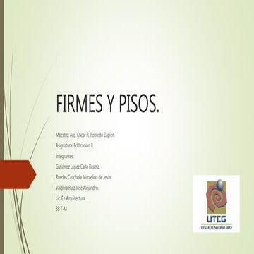 Firmes, relleno y pisos. edificación