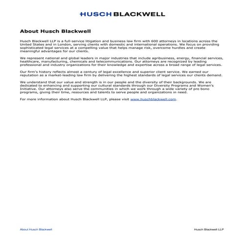 Husch Blackwell Overview Pdf