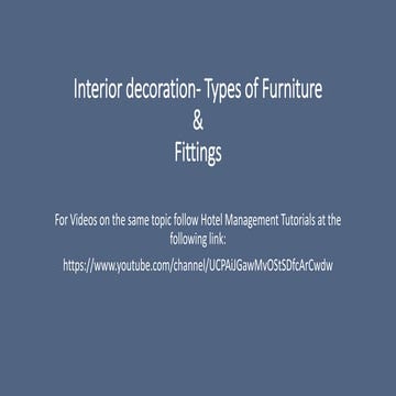 Furniture & Fittings in Interior Decoration