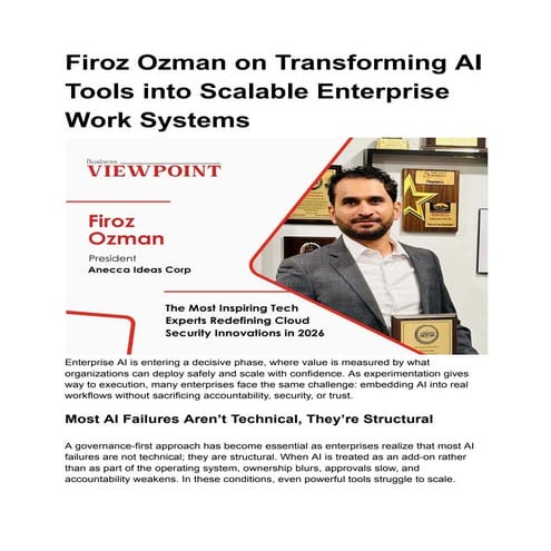 Firoz Ozman on Transforming AI Tools into Scalable Enterprise Work ...