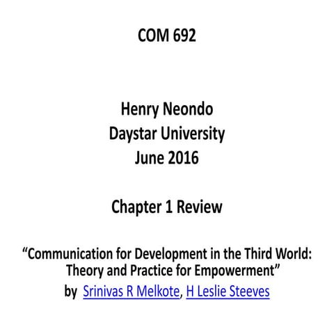 Communication for Development in the Third World: Theory and Practice for Emp...