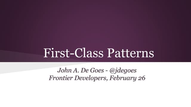 First-Class Patterns