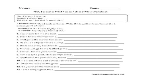 1st Second 3rd Person Noun