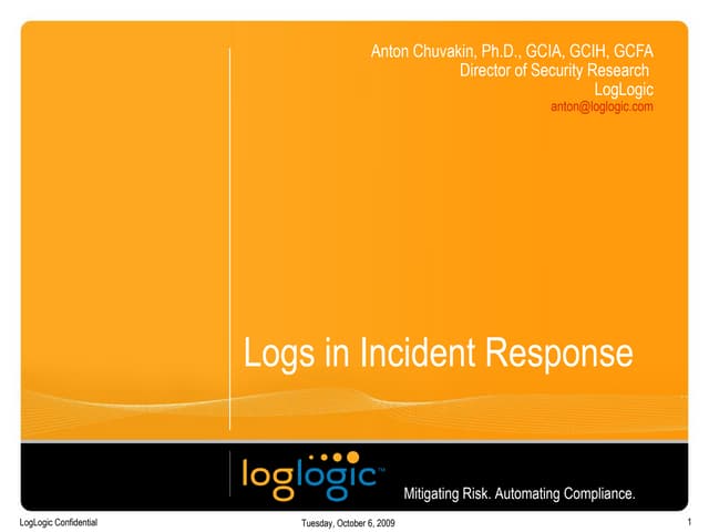 FIRST 2006 Full-day Tutorial on Logs for Incident Response