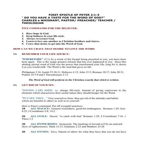 First  Peter 2  1 to 3 outline