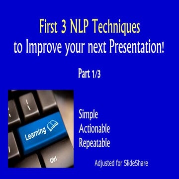 First 3 NLP techniques to Improve your next Presentation - YouncK