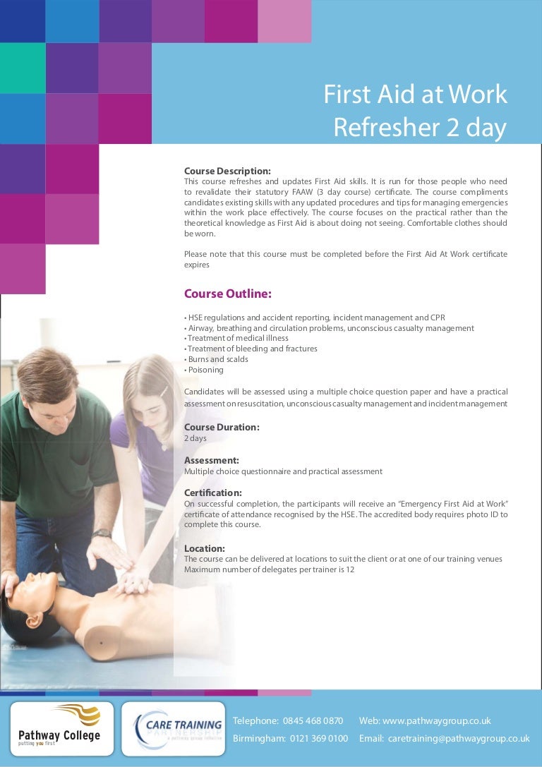 First Aid at Work Refresher 3 Days Training Courses/FAAW (3 day cours…