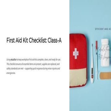 First Aid Kit Checklist Class-A with eAuditor Audits and inspections | PDF
