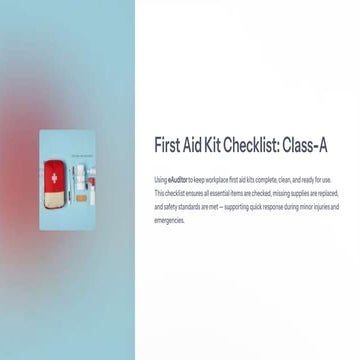 First Aid Kit Checklist Class-A with eAuditor Audits and inspections | PDF