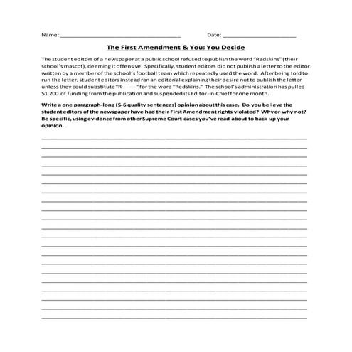 First amendment and you ripped from the headlines