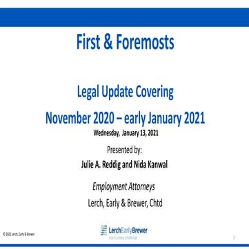 First and Foremosts January 2021 presentation