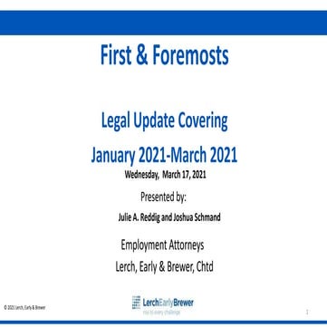 First and Foremosts March 2021 Presentation