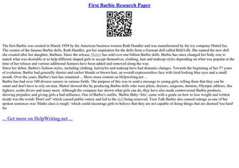 First Barbie Research Paper