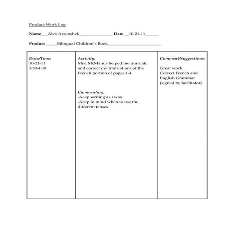 First Work Log | DOCX