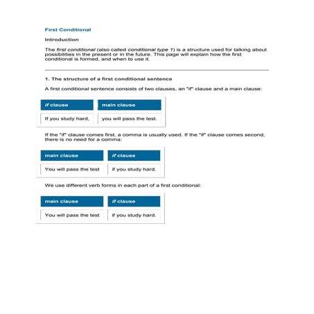 First conditional 3º medio  verano