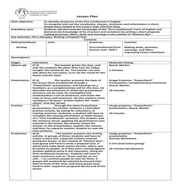 First conditional lesson plan for secondary level students