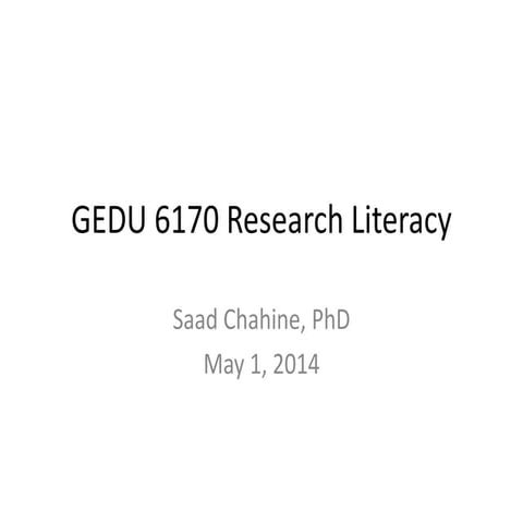 Research Literacy GEDU6170 MSVU