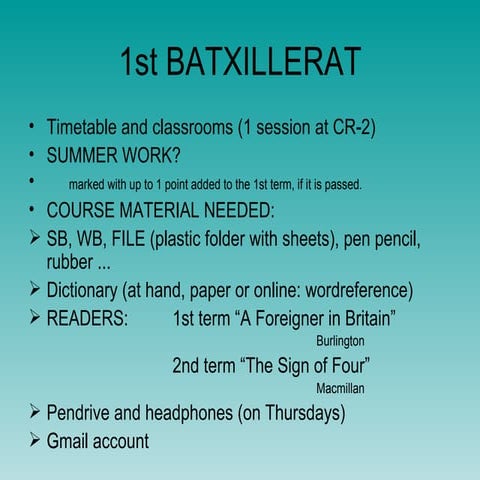 Course Information Batx-1