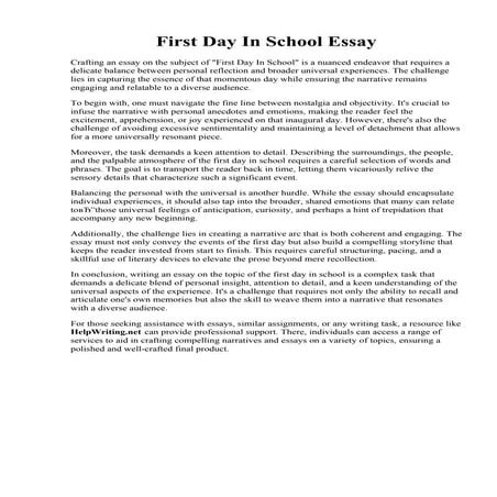 First Day In School Essay