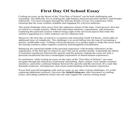 First Day Of School Essay.pdf