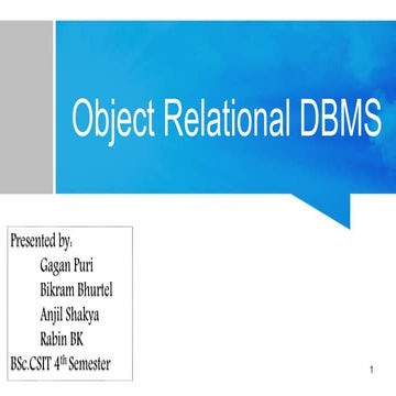 Object Relational Database Management System(ORDBMS) | PPT
