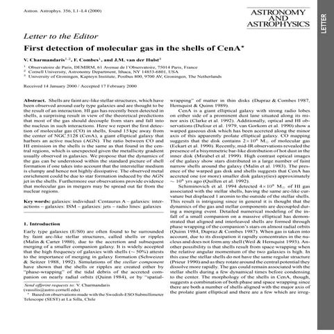 First detection of_molecular_gas_in_shells_in_cena_galaxy