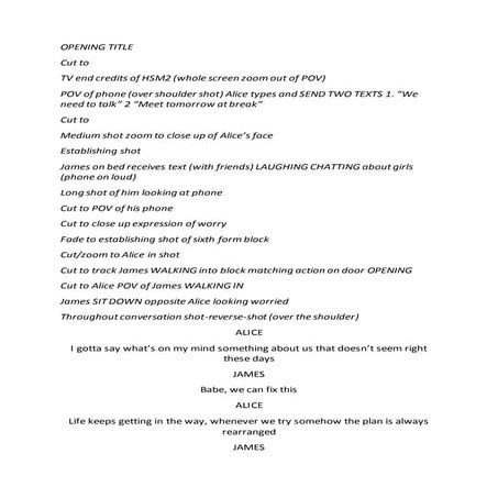 First draft of our short film script