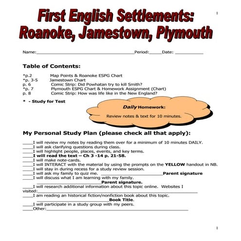 First English Settlements Roanoke Jamestown Plymouth Packet