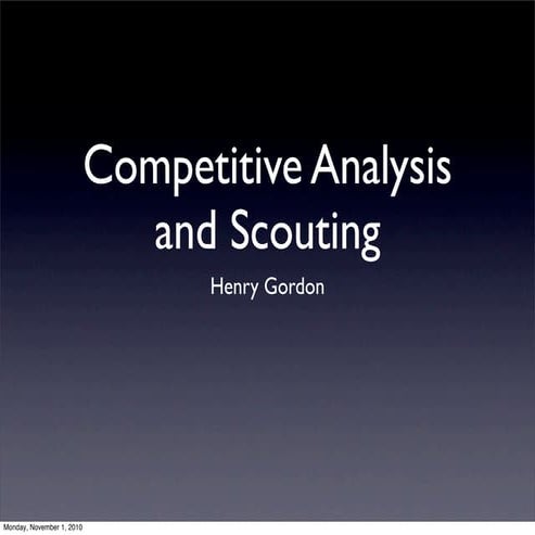 First fare 2010 competitive analysis and scouting