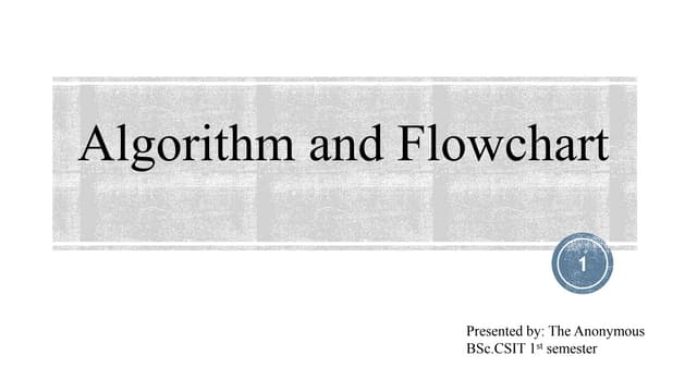 Algorithm and flowchart | PPTX | Programming Languages | Computing