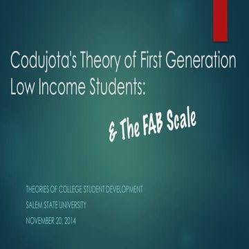 First Generation, Low Income Student Development Theory