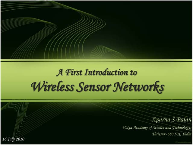 First introduction to wireless sensor networks